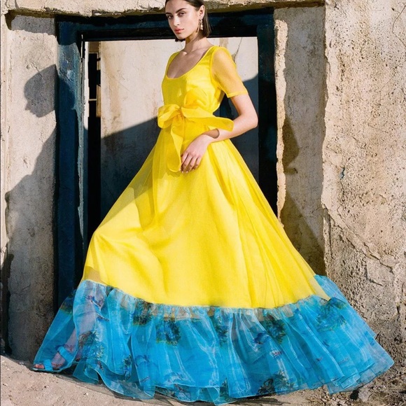 STAUD Dresses & Skirts - Staud Lemon Blue Island Hala Dress Size Large